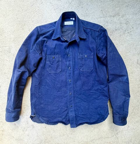 Photo by manco on July 21, 2026 of the Gustin Workshirt in 13.5 Oz Vidalia Mills Raw Selvedge Denim (Indigo X Black).
