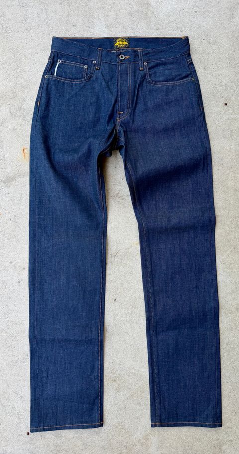 Photo by manco on July 25, 2026 of the Brave Star Strongman in 12 Oz “Woodsman” Cone Mills Raw Selvedge Denim (100% Cotton).