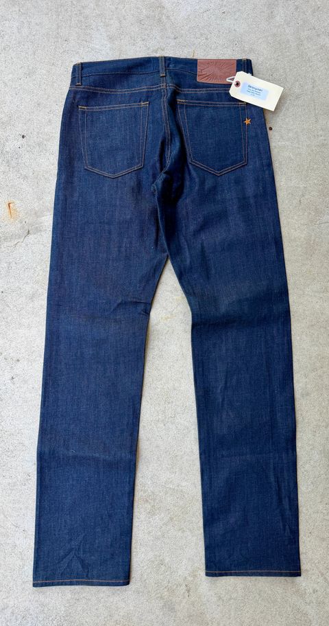 Photo by manco on July 25, 2026 of the Brave Star Strongman in 12 Oz “Woodsman” Cone Mills Raw Selvedge Denim (100% Cotton).
