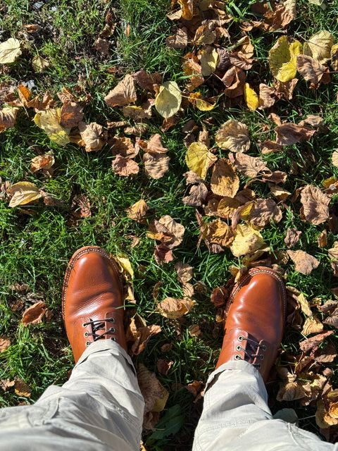 Photo by Hans_Waldmann on October 18, 2025 of the Grant Stone Diesel Boot in Badalassi Carlo Saddle Tan Minerva.