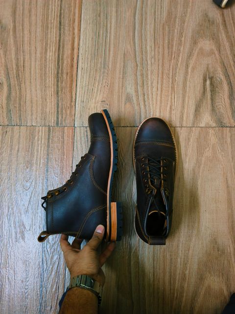 Photo by Nakul on April 3, 2025 of the Craft & Glory 6" Ranger Boots in Full Grain Bufallo Oiled Leather.