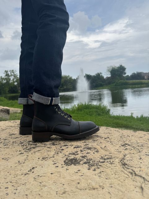 Photo by bconner2112 on July 16, 2026 of the Bordon Tukano Boots in Wickett & Craig Black Waxed Flesh - Nut Core.