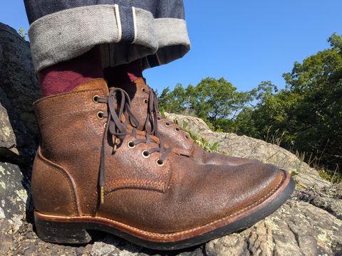 Photo by jonok228 on July 13, 2026 of the Quan Shoemaker Escape Boots in Brown Reverse Cowhide.