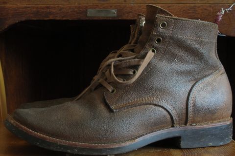 Photo by jonok228 on July 17, 2026 of the Quan Shoemaker Escape Boots in Brown Reverse Cowhide.