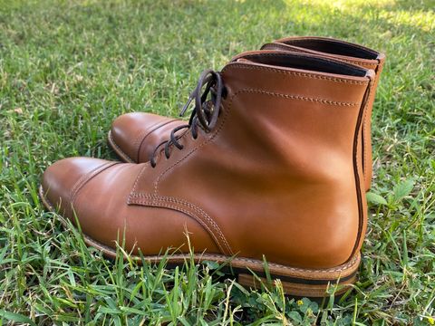 Photo by Treble on June 8, 2025 of the Carmina Dress Boots 80179 in Horween Natural Shell Cordovan.