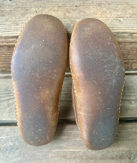 Photo by SCUFFALO.BILL on April 1, 2026 of the Oak Street Bootmakers Shearling Woodland Moc in Horween Natural Chromexcel.