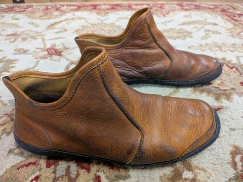 Photo by Valliant on January 1, 2026 of the Queen City footwear Vermont House Shoe Hi-Top in Unknown Leather.