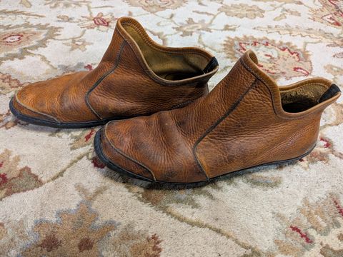 Photo by Valliant on January 1, 2026 of the Queen City footwear Vermont House Shoe Hi-Top in Unknown Leather.