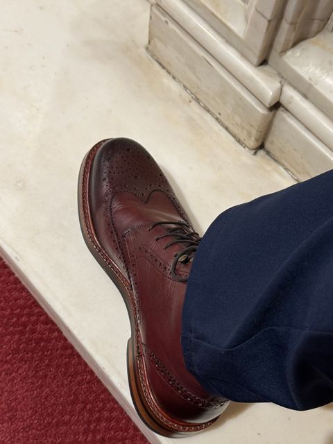 Photo by lemoncurry on May 24, 2026 of the Beckett Simonon Nolan Brogue Boots in Gruppo Mastrotto Bordeaux Full-Grain Calfskin.