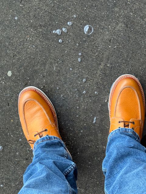 Photo by lemoncurry on July 18, 2026 of the Milwaukee Boot Company Bradford Moc Toe in Light Tan Full Grain Leather.