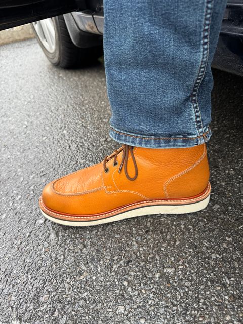 Photo by lemoncurry on July 18, 2026 of the Milwaukee Boot Company Bradford Moc Toe in Light Tan Full Grain Leather.