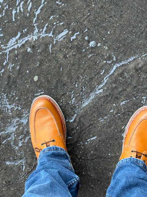 Photo by lemoncurry on July 18, 2026 of the Milwaukee Boot Company Bradford Moc Toe in Light Tan Full Grain Leather.