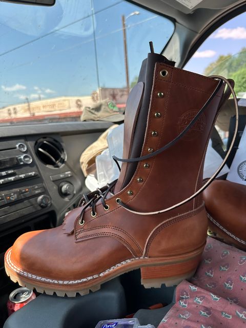 Photo by cowboypreacher on July 12, 2025 of the Frank's Boots Type 2 Highlander in Wickett & Craig Natural Double Stuffed.