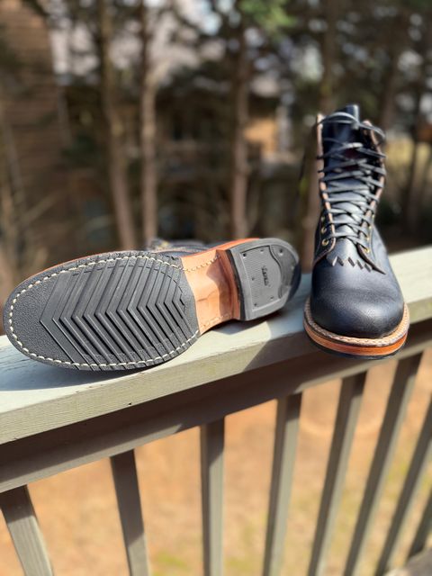 Photo by BigDawg308 on March 11, 2026 of the White's x Division Road Semi-Dress 375 in Horween Black Waxed Flesh.