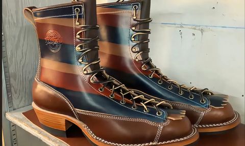 Photo by BigDawg308 on July 15, 2026 of the Frank's Boots The Baker Boot - 250th USA Anniversary in Wickett and Craig Flag & Wickett & Craig Medium Brown Traditional Harness.