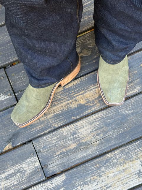 Photo by BigDawg308 on June 3, 2026 of the Olathe Boot Company Cutter Toe in C.F. Stead Sage Kudu.