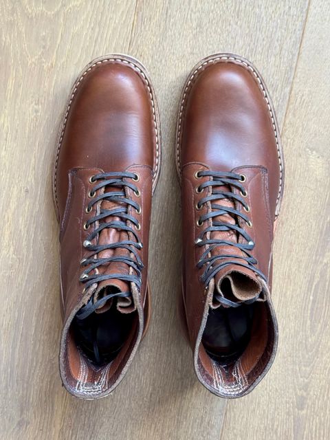 Photo by EarthToneDaddy on March 15, 2025 of the White's Bounty Hunter in Horween British Tan Chromexcel.