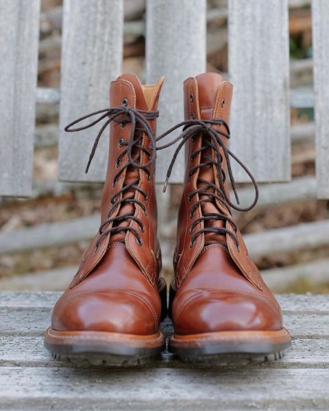 Photo by LydiaWinters on April 2, 2025 of the Tricker's Lucia Super Boot in Tanneries Haas Gold.