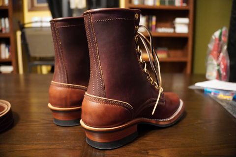 Photo by MaxxBot on March 7, 2026 of the Nicks Lace Up Heritage in Wickett & Craig Buck Brown Double Stuffed.