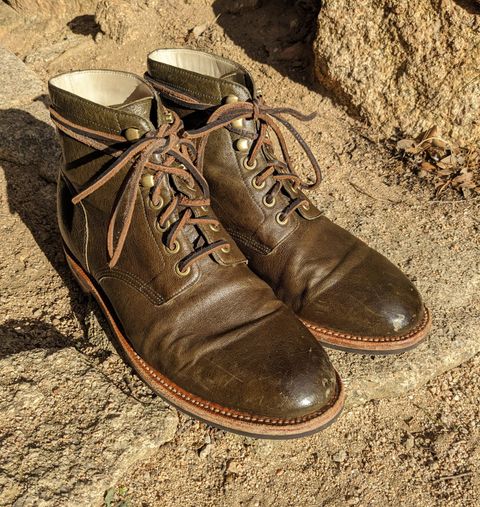 Photo by SimOnthEdge on October 18, 2024 of the Grant Stone Diesel Boot in Incas Jungle Kangaroo.