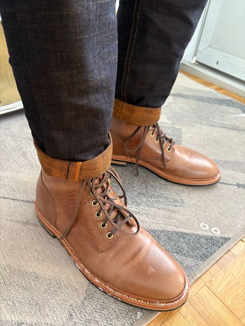 Photo by DWool on February 3, 2025 of the Grant Stone Diesel Boot in Horween Dune Chromexcel.