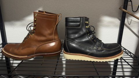 Photo by BamaBoyinTx on August 29, 2025 of the Grant Stone Field Boot in Horween Black Chromexcel.