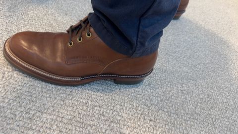 Photo by BamaBoyinTx on September 9, 2025 of the Quan Shoemaker Custom Model in Maryam Toscanello TPR Horsebutt.