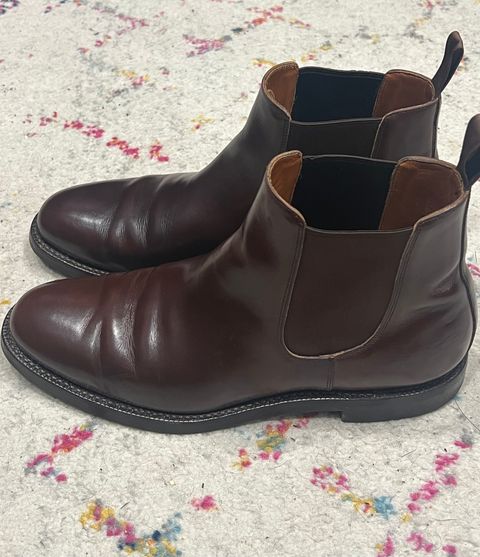 Photo by ibuycarparts on July 17, 2026 of the Grant Stone Chelsea Boot in Horween Crimson Chromexcel.
