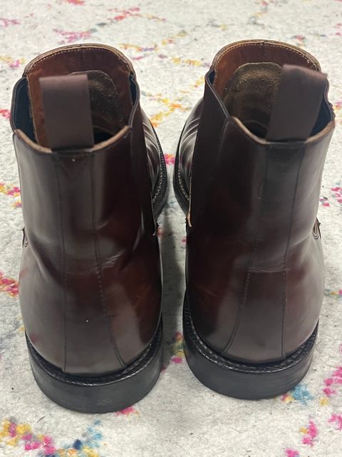 Photo by ibuycarparts on July 17, 2026 of the Grant Stone Chelsea Boot in Horween Crimson Chromexcel.