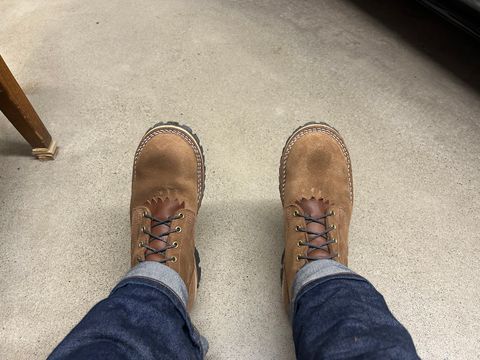 Photo by workman on April 28, 2024 of the Nicks BuilderPro in Seidel 1964 Brown Roughout.