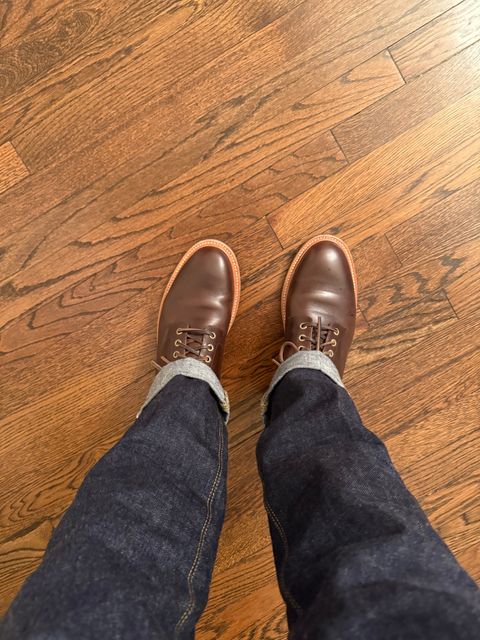 Photo by JHOUSTON on April 9, 2025 of the Grant Stone Diesel Boot in Horween Crimson Chromexcel.