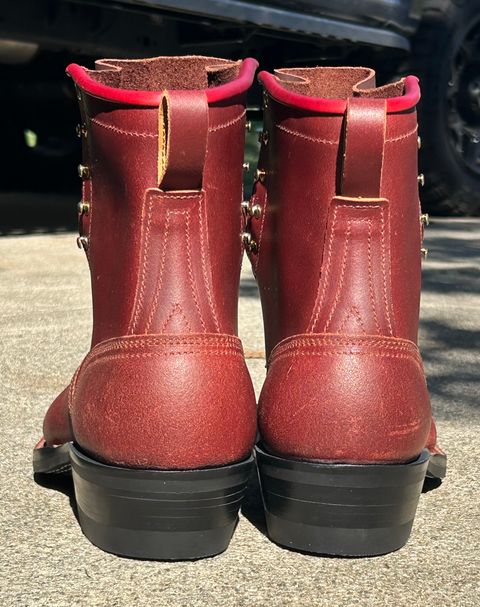 Photo by Ankle333 on October 4, 2025 of the Nicks MTO in Horween Red Waxed Flesh.