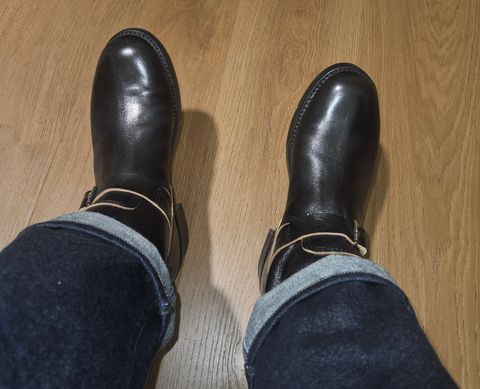 Photo by Adam_C on April 27, 2026 of the John Lofgren Wabash Engineer Boots in Shinki Black Teacore Horsebutt.