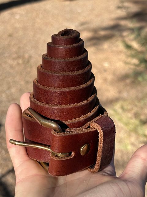 Photo by AndrewsBoots on November 1, 2025 of the Homestead Brand Essential Leather Belt No. 1508 in Distressed Brown Full Grain USA Tanned Latigo.