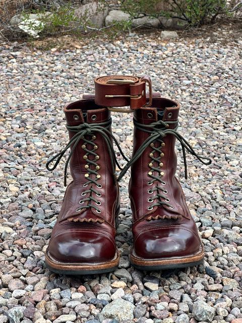 Photo by AndrewsBoots on January 1, 2026 of the Homestead Brand Essential Leather Belt No. 1508 in Distressed Brown Full Grain USA Tanned Latigo.