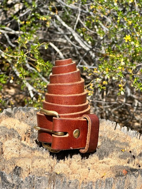 Photo by AndrewsBoots on March 1, 2026 of the Homestead Brand Essential Leather Belt No. 1508 in Distressed Brown Full Grain USA Tanned Latigo.