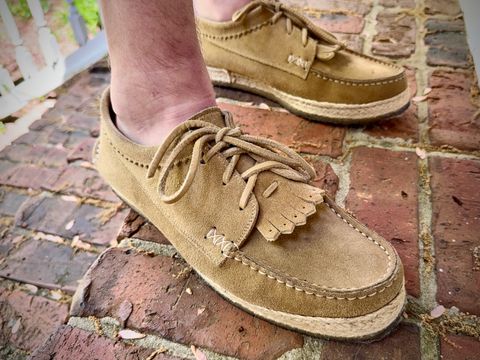 Photo by MaticEsq on April 3, 2026 of the Yuketen Italian Blucher with Kiltie in Tosca Khaki Suede.