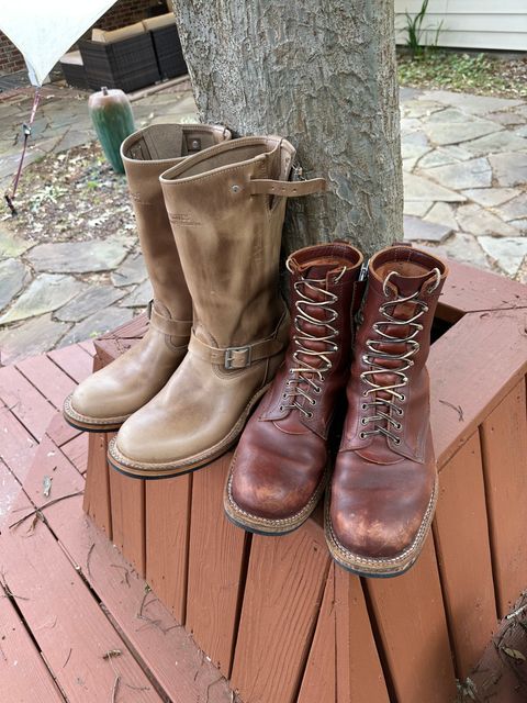 Photo by biggy545 on April 21, 2026 of the White's Nomad Engineer Boots in Horween Natural Chromexcel.