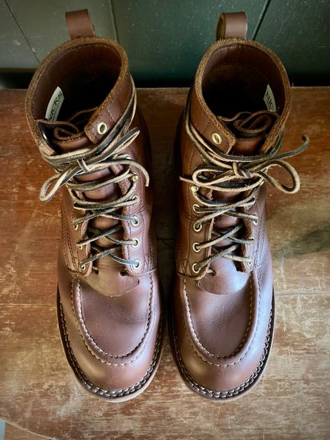 Photo by taylorlong1 on November 3, 2025 of the Nicks Moc Toe in Seidel 1964 Brown.