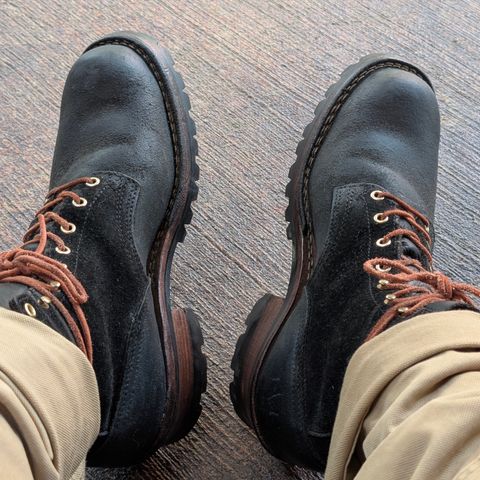 Photo by JoeB on July 30, 2025 of the Nicks Urban Logger in Seidel MaxSupport Black Roughout.