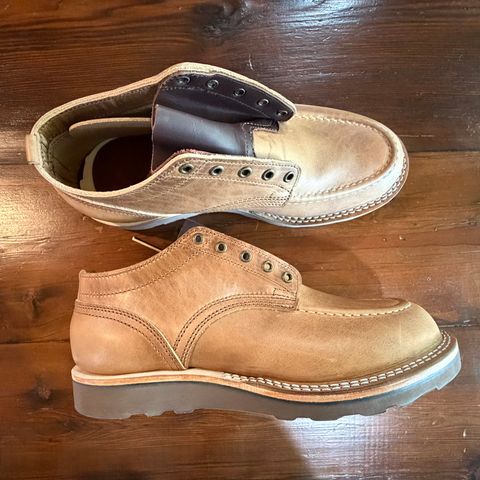Photo by dyl on July 14, 2026 of the Nicks Moc Toe Comstock in Horween Natural Cypress.
