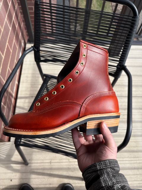 Photo by TastefulGent on April 17, 2026 of the Nicks Lace To Toe in Wickett & Craig Carrot Double Stuffed.