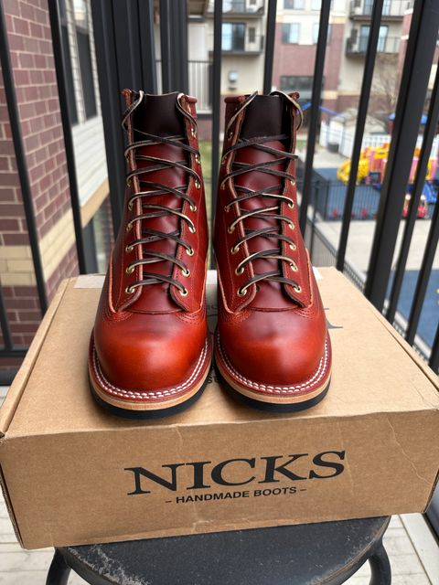 Photo by TastefulGent on April 17, 2026 of the Nicks Lace To Toe in Wickett & Craig Carrot Double Stuffed.