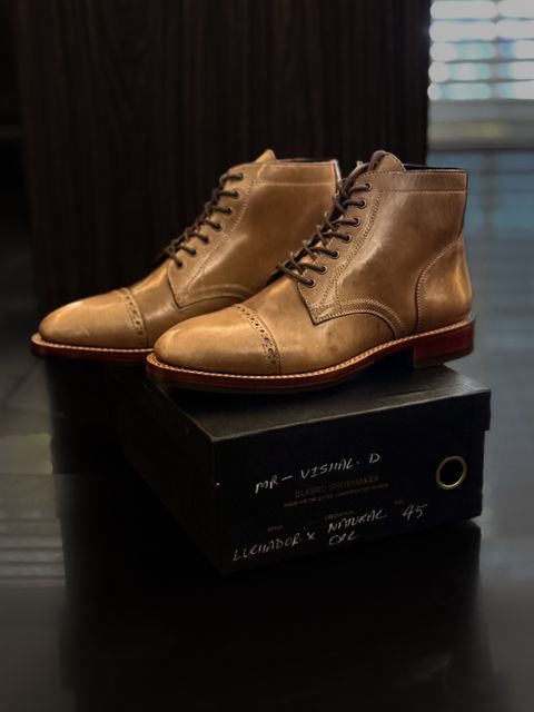 Photo by vdstyleco on May 23, 2026 of the Blkbrd Shoemaker Luchador Service Boot in Horween Natural Chromexcel.