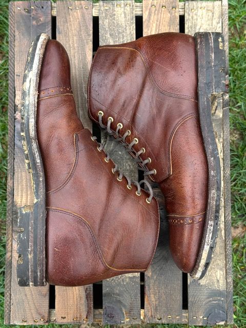 Photo by KingSprinkle on April 4, 2026 of the Grant Stone Garrison Boot in C.F. Stead Crimson Classic Kudu.