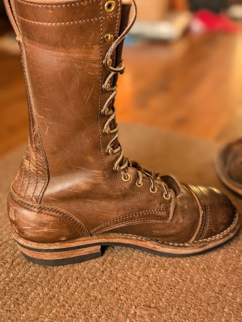 Photo by Sudden_Security_5871 on February 2, 2025 of the Nicks Lace Up Heritage in Horween British Tan Chromexcel.