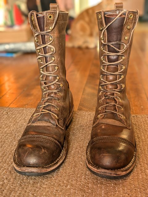 Photo by Sudden_Security_5871 on February 2, 2025 of the Nicks Lace Up Heritage in Horween British Tan Chromexcel.