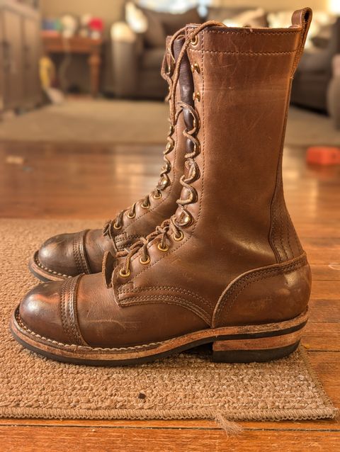 Photo by Sudden_Security_5871 on February 2, 2025 of the Nicks Lace Up Heritage in Horween British Tan Chromexcel.