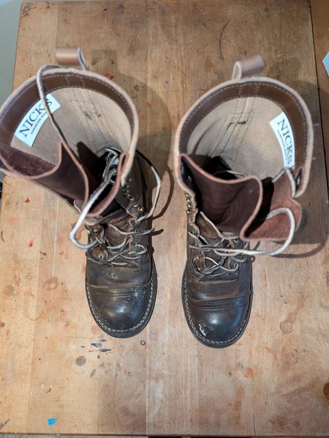 Photo by Sudden_Security_5871 on March 4, 2025 of the Nicks Lace Up Heritage in Horween British Tan Chromexcel.