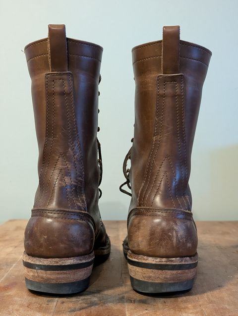Photo by Sudden_Security_5871 on April 5, 2025 of the Nicks Lace Up Heritage in Horween British Tan Chromexcel.
